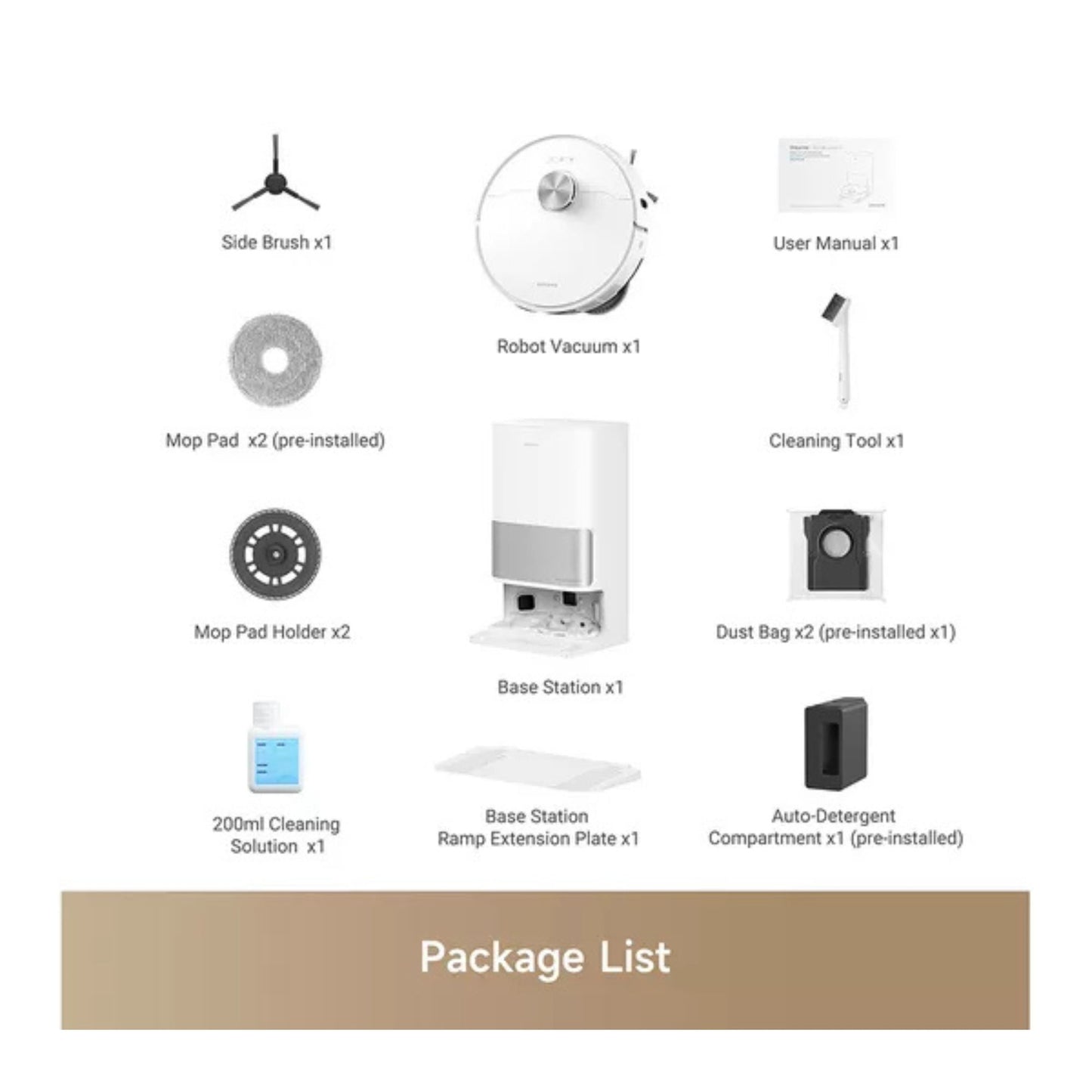Dreame robot vacuum full package contents with base and accessories
