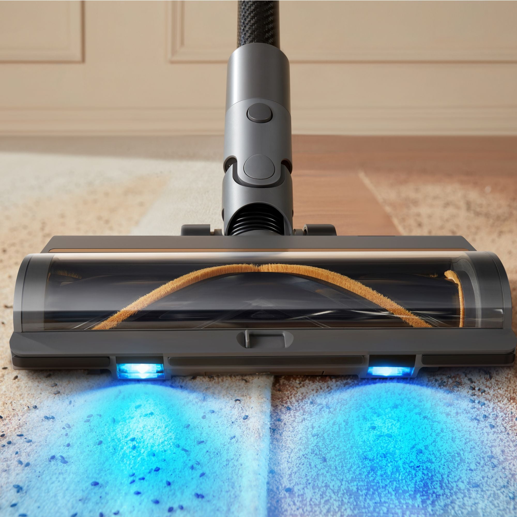Dreame cordless vacuum cleaner with LED lights deep cleaning carpet with precision roller brush