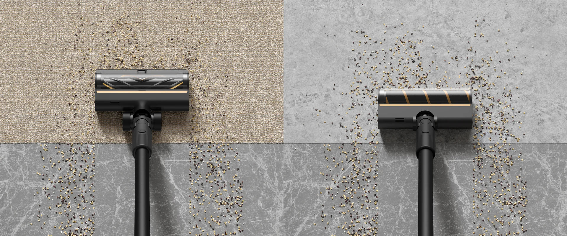 Dreame R10 cordless vacuum cleaning carpet and hard floor debris