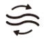 Airflow symbol icon with two arrows and wavy lines