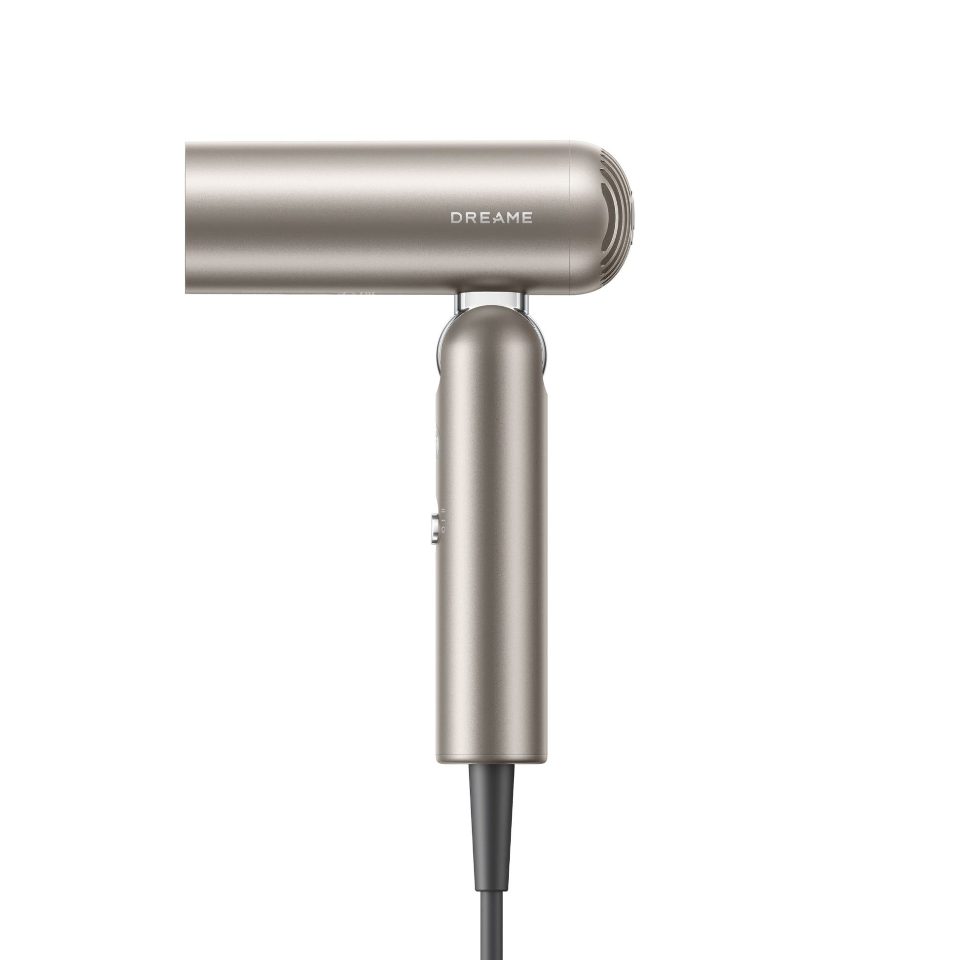 Dreame Hair Glory high-speed hair dryer in champagne gold – compact ionic hair dryer for salon-quality styling at home or on the go