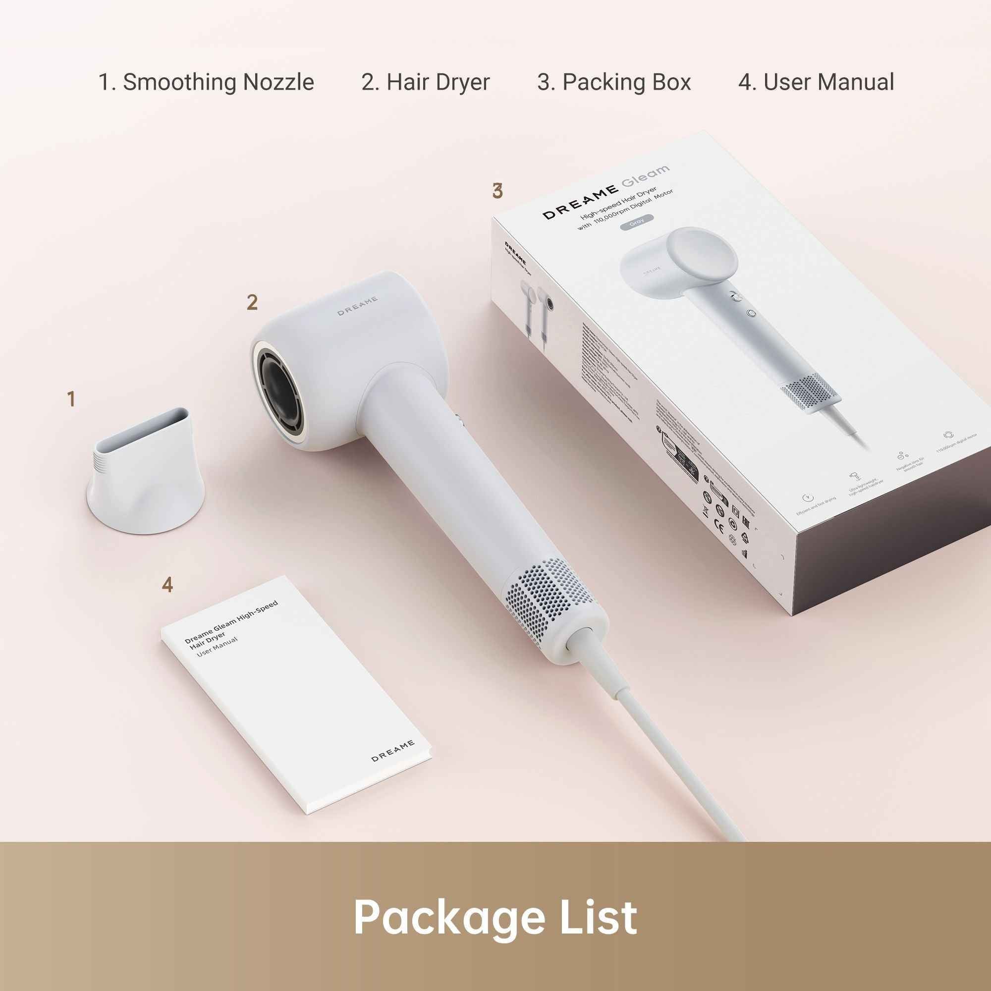 DREAME ヘアドライヤー ホワイト Gleam AHD12A The Dreame Gleam hairdryer – Dreame Africa